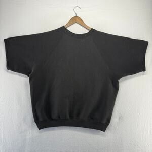 Vintage Blank Sweatshirt Men's XL Black Blank Faded Gym Short Sleeve Lifting 90s